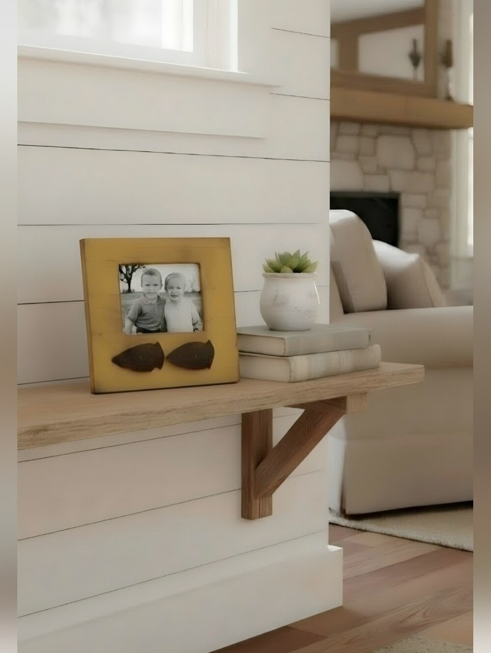 Rustic Vintage Yellow Wooden Picture Frame with Metal Arrowhead Accents USA
